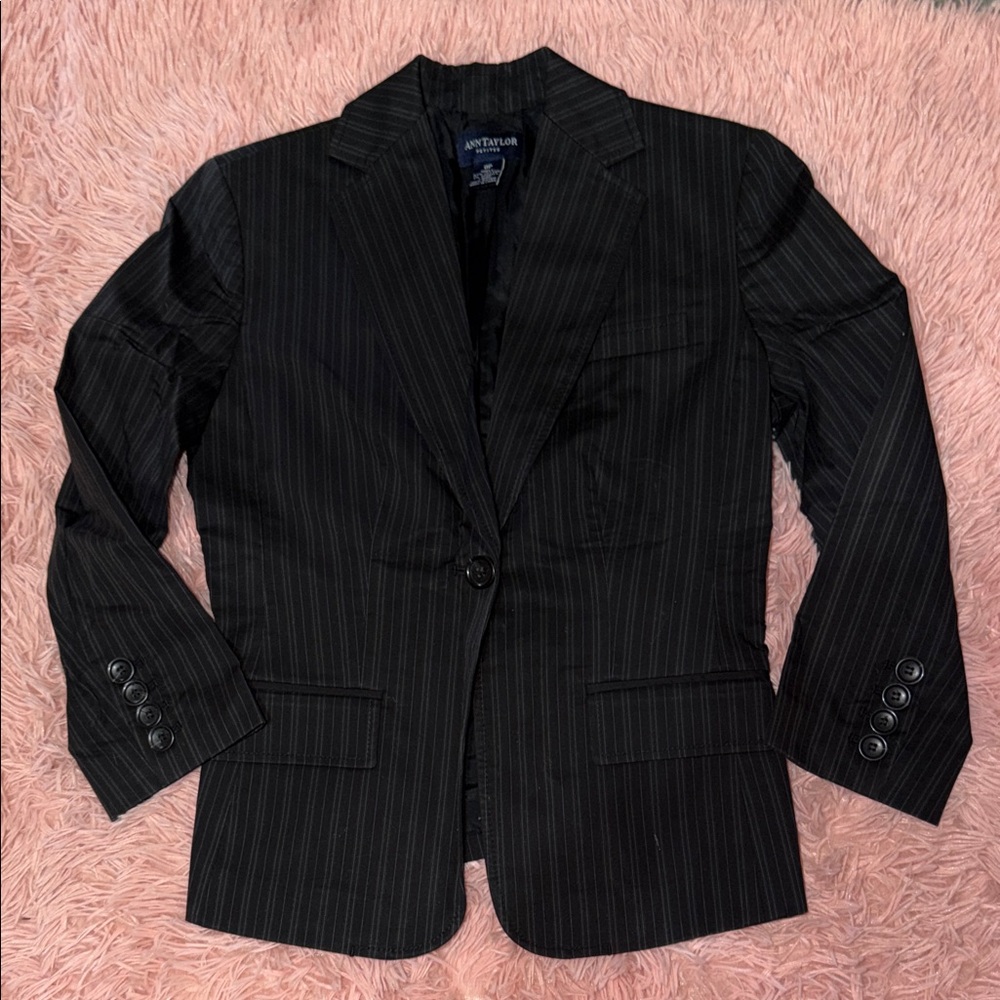 Ann Taylor Black Pinstripe Blazer